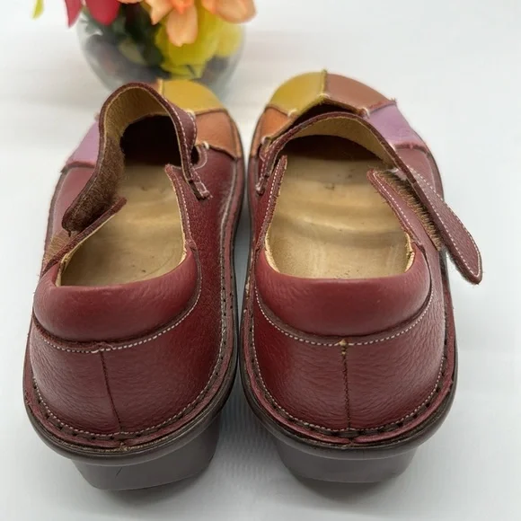 Spring Step Multi color Leather Red Orange Pink Maryjane Clog Size 39 CM6967D - Picture 3 of 6